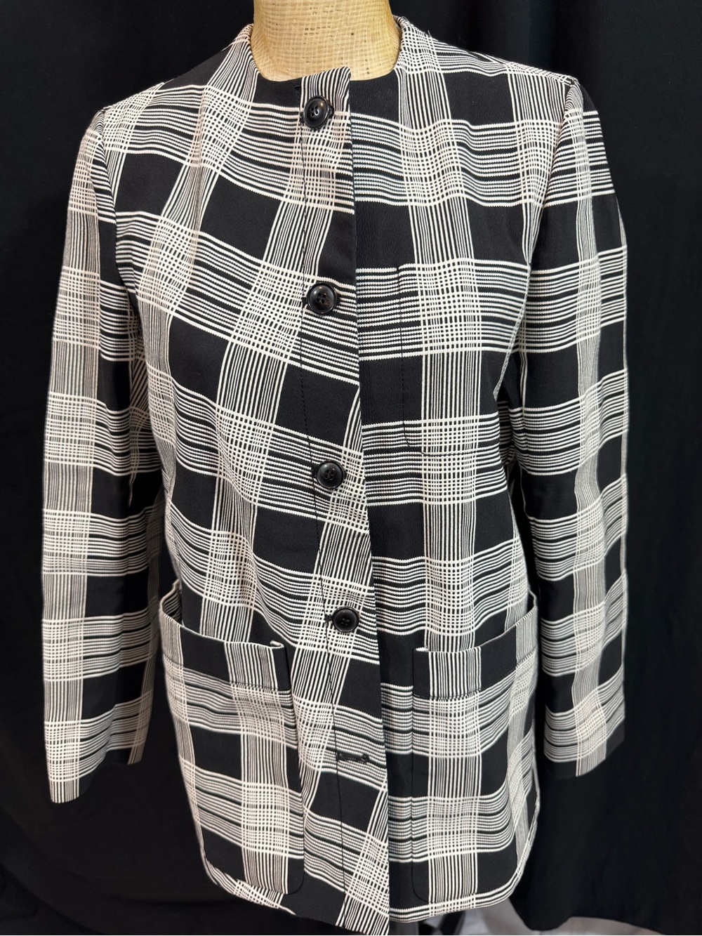 Maiyet Black & White Plaid Womens Jacket 38